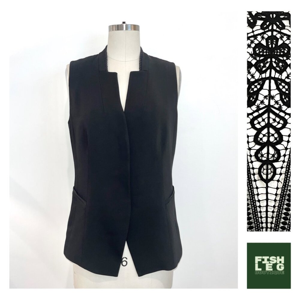 Kobi Halperin | Lace Back Rope Neck Detail Waistcoat  - Black / Sz S